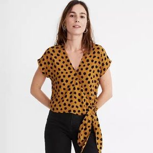 Madewell Sash Tie Wrap Top in Painted Spots